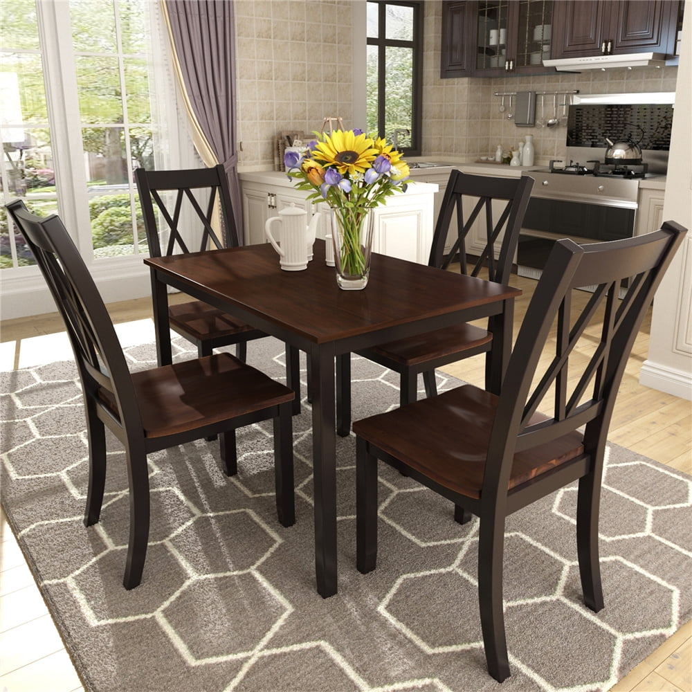 Dining Room Sets Modern inside Dining Set 5 Pcs- 4 Chairs, Table, Mahogany Hardwood Chair Seat