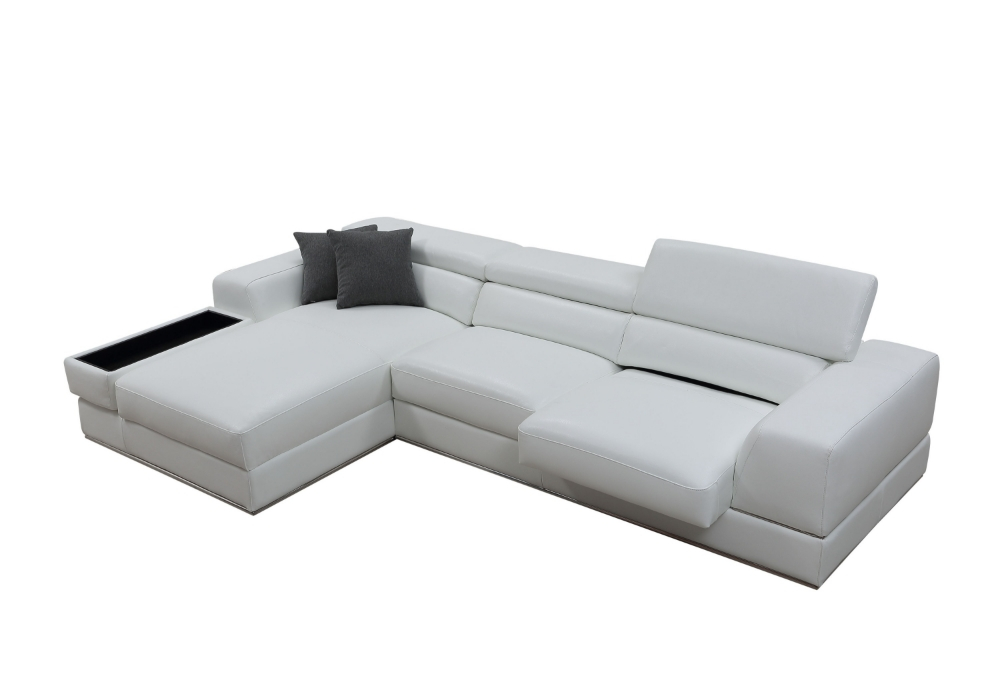 Divani Casa Pella Mini - Modern White Leather Left Facing Sectional ... with Divani Casa Pella Mini Modern White Leather Right Facing Sectional Sofa