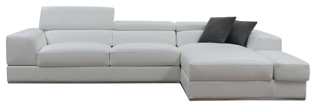 Divani Casa Pella Mini Modern White Leather Right Facing Sectional Sofa ... with regard to Divani Casa Pella Mini Modern White Leather Right Facing Sectional Sofa