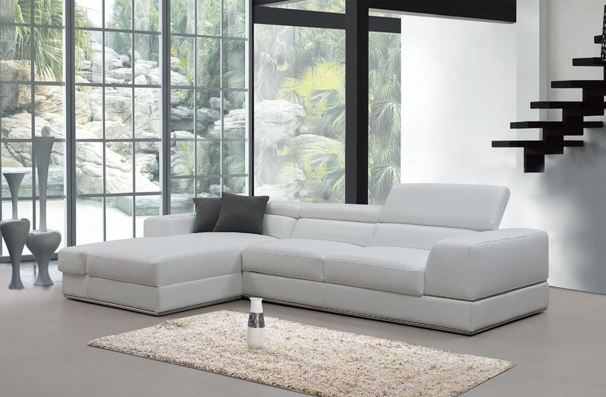 Divani Casa Pella Mini Modern White Leather Sectional Sofa At Futonland inside Divani Casa Pella Mini Modern White Leather Right Facing Sectional Sofa