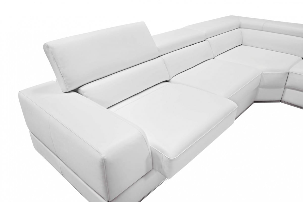 Divani Casa Pella Modern White Bonded Leather Sectional Sofa By Vig ... inside Divani Casa Pella Mini Modern White Leather Right Facing Sectional Sofa