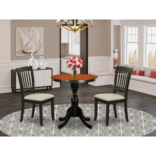 East West Furniture 3 Piece Dinette Set- A Round Dining Table And 2 ... pertaining to 30X30 Dining Table With 2 Ladderback Chairs