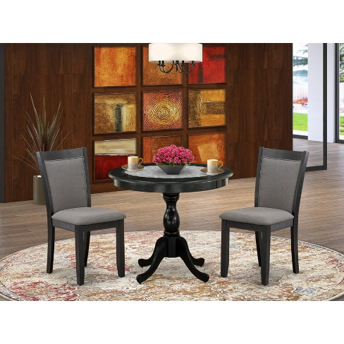 East West Furniture 3-Piece Dining Room Set Consists Of A Pedestal ... with regard to Space-Saving Solutions with a Table and Two Chairs