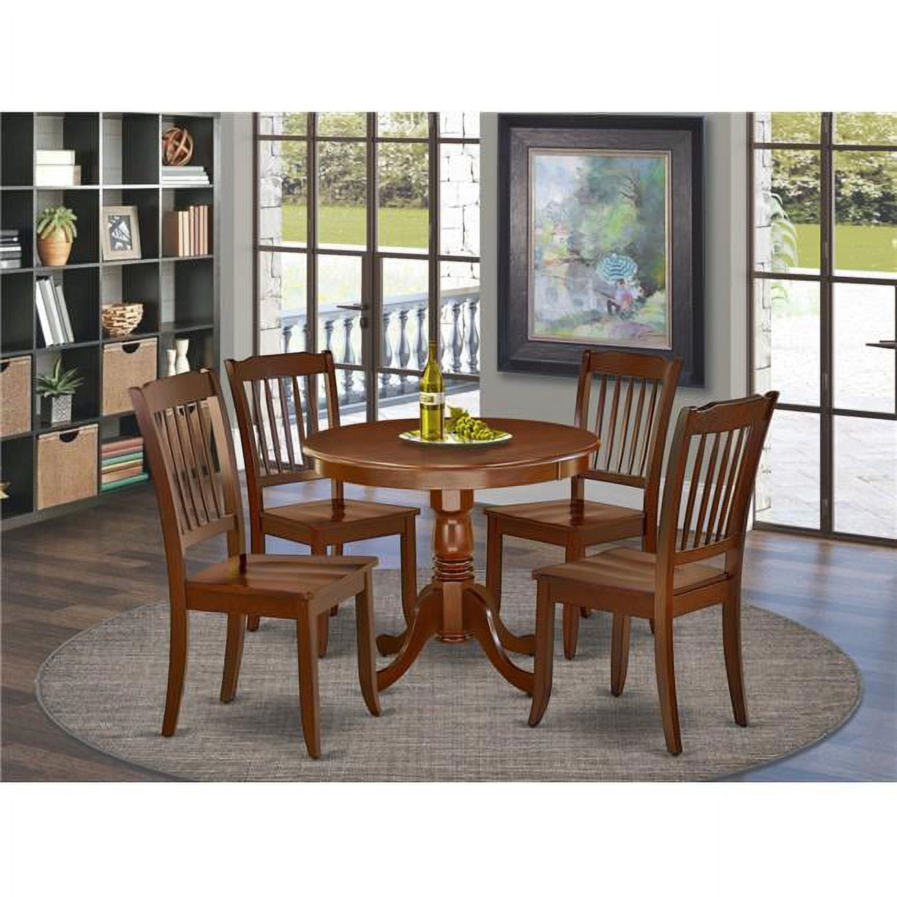 East West Furniture 36 In. Antique Round Table & 4 Vertical Slatted ... within 5-Piece Round 36" Table And 4 Vertical Slatted Chairs