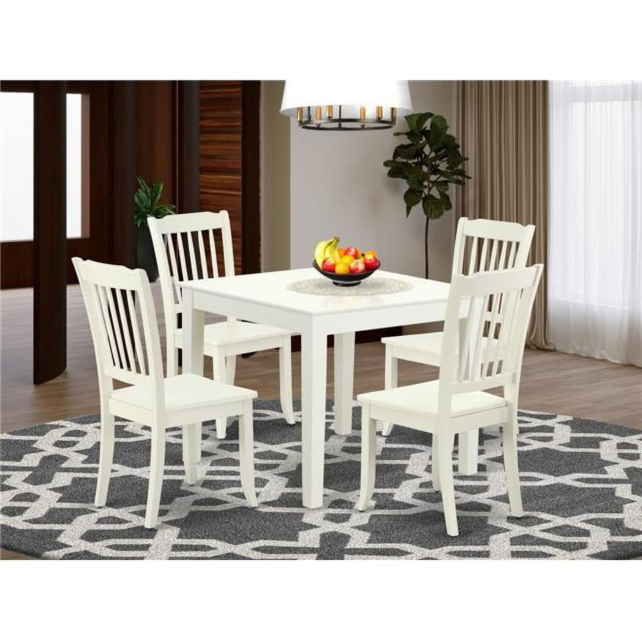 East West Furniture 36 In. Oxford Square Table & 4 Vertical Slatted ... for Designing a Stylish Outdoor Area with a 5-Piece Dining Set