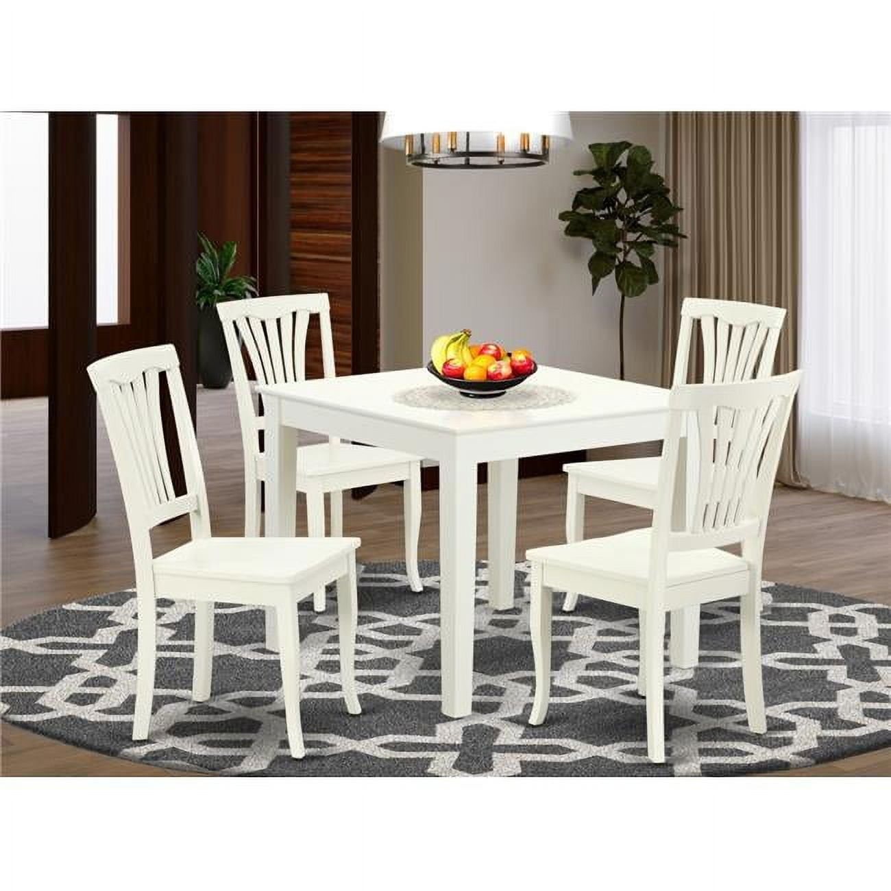 East West Furniture 36 In. Oxford Square Table & 4 Vertical Slatted ... throughout Designing a Stylish Outdoor Area with a 5-Piece Dining Set