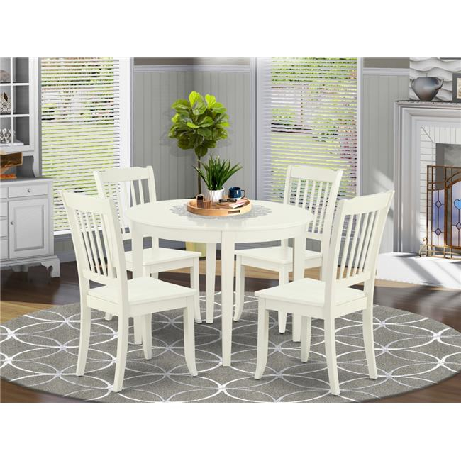East West Furniture 42 In. Boston Round Table & 4 Vertical Slatted ... with Designing a Stylish Outdoor Area with a 5-Piece Dining Set