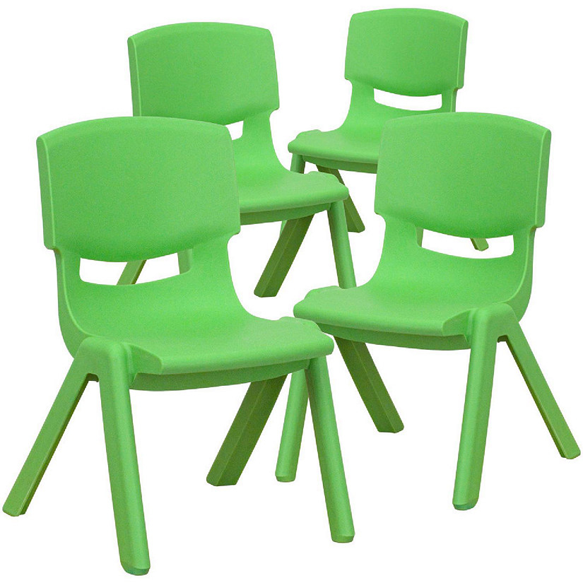 Emma + Oliver 4 Pack Green Plastic Stackable School Chair With 10.5"H ... in Ergonomics and Design Considerations for 5 Pk School Chairs