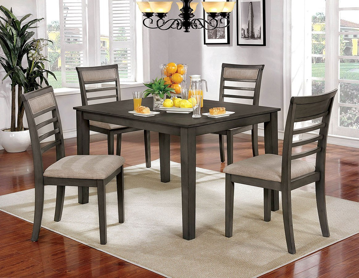Fafnir 5-Piece Dining Room Set (Gray) By Furniture Of America ... throughout 5-Piece Dining Room Set, Table For Small Spaces And 2 Chairs Also 2 Benches