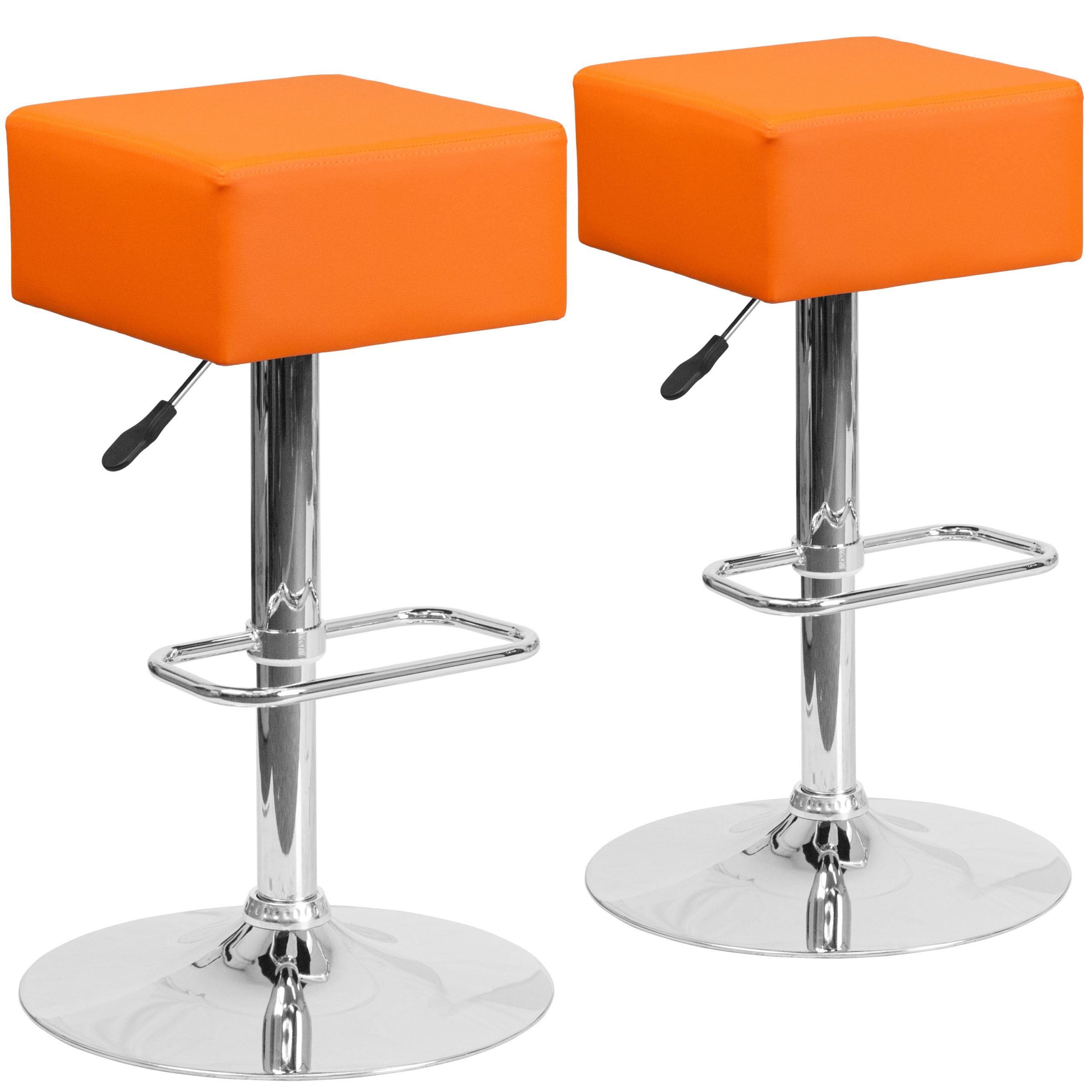 Flash Furniture Jefferson 2 Pk. Contemporary Orange Vinyl Adjustable ... for 2 Pk. Contemporary Orange Vinyl Adjustable Height Barstool With Chrome Base