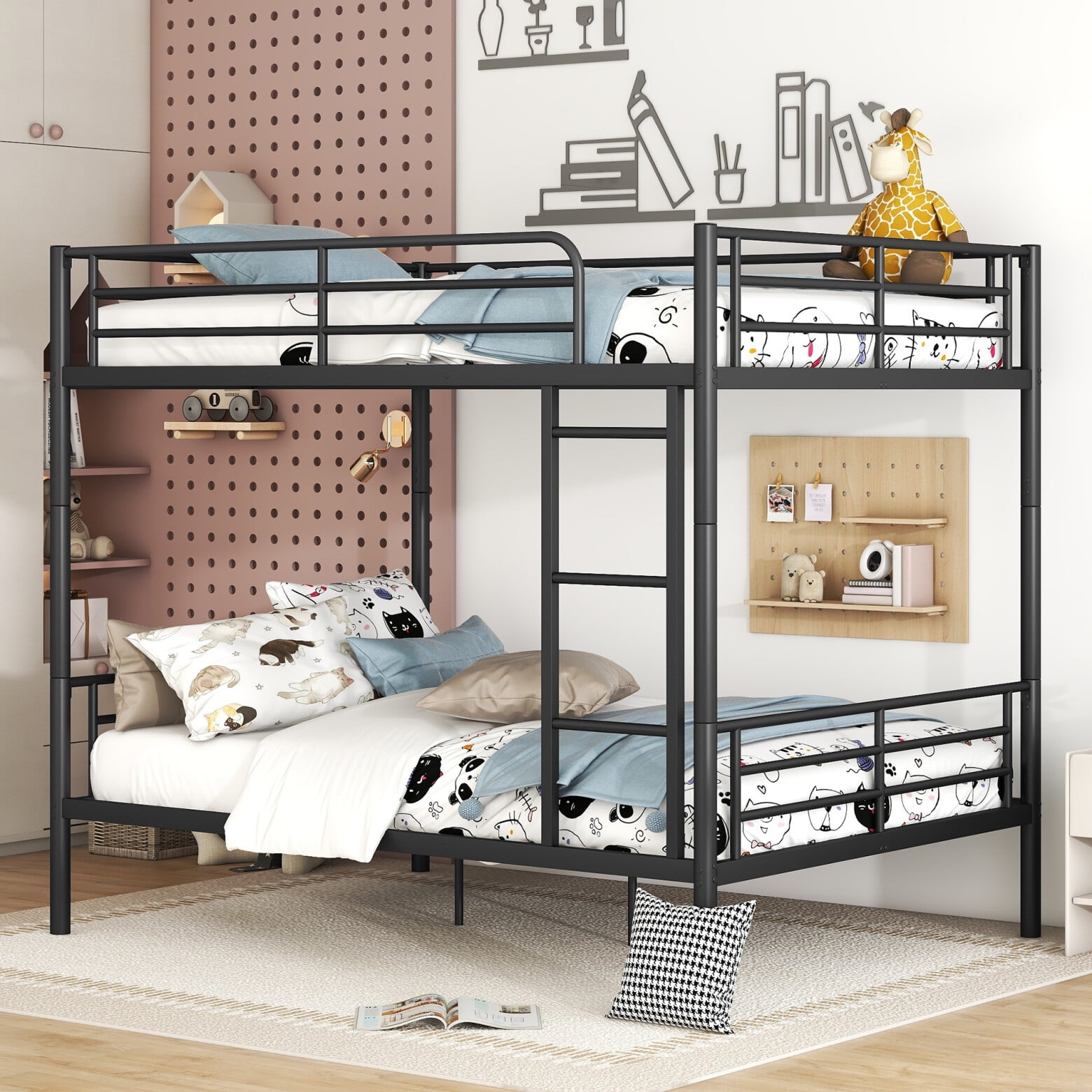 Full Size Bunk Bed, Modern Metal Full Over Full Bunk Beds For 2 With ... regarding Safety First Understanding the Features of the Rosebery Kids Bunk Bed