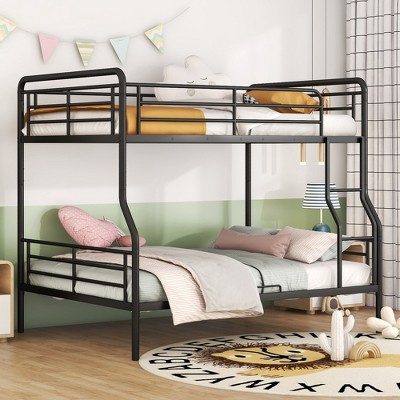 Full Xl Over Queen Metal Bunk Bed, Black - Modernluxe : Target pertaining to Gewnee Queen Over Queen Metal Bunk Bed
