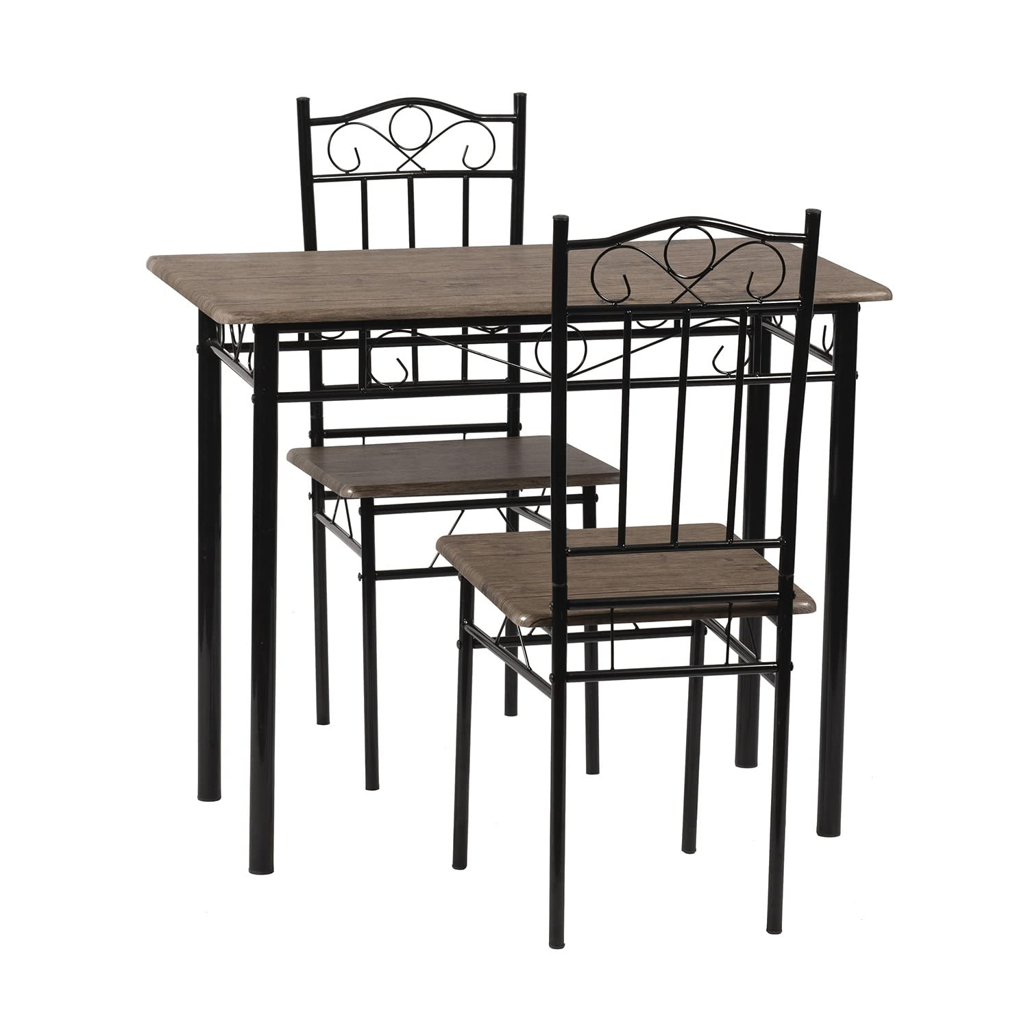 Furniturer Dining Table Set 3-Piece Dinette Set With Wood Top Metal ... intended for Small Kitchen Solutions Designing with a 3-Piece Dinette Set