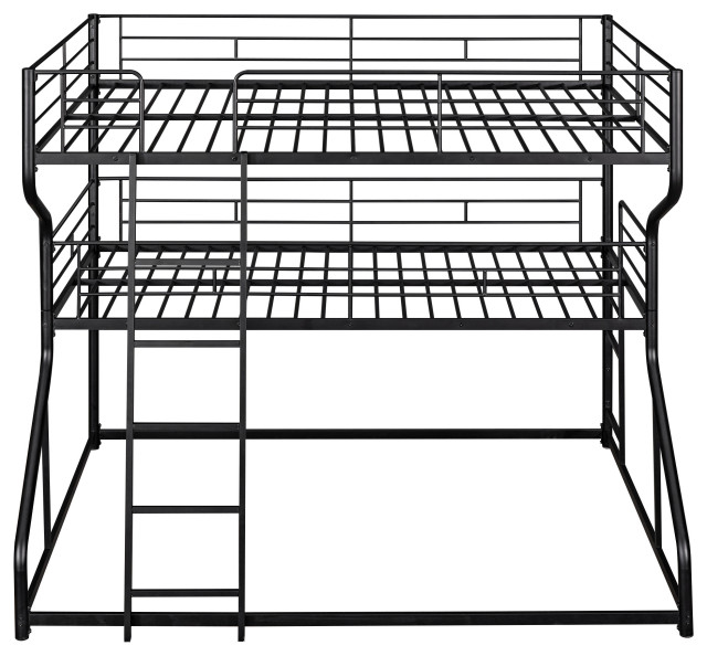 Gewnee Full Xl Over Twin Xl Over Queen Metal Triple Bunk Bed In Black ... with regard to Unpacking the Gewnee Queen over Queen Metal Bunk Bed Features and Benefits