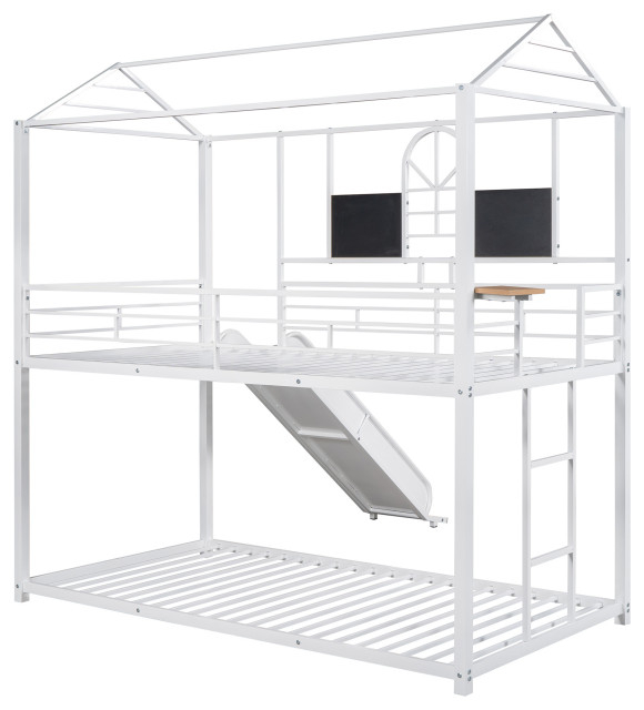 Gewnee Twin Over Twin Metal Bunk Bed ,Metal Housebed With Slide In ... regarding Beyond Sleep Exploring the Versatility of Gewnee Twin over Twin & Twin Bunk Beds