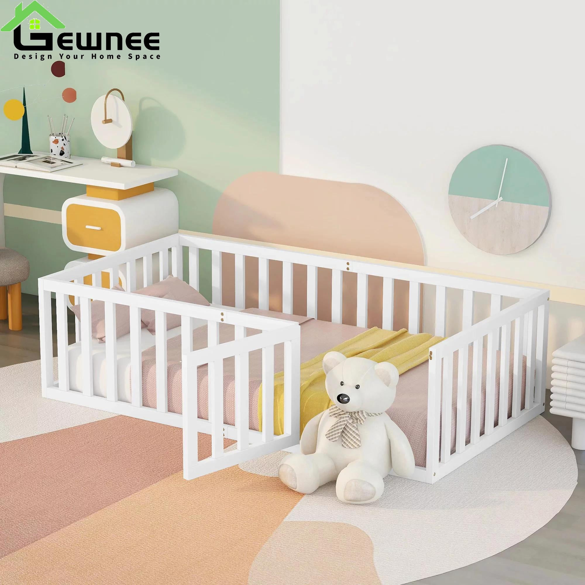 Gewnee Twin Size Montessori Bed For Toddler, Wood Floor Bed Frame With ... with Gewnee Twin House Beds A Parent's Guide to Comfort, Safety, and Style