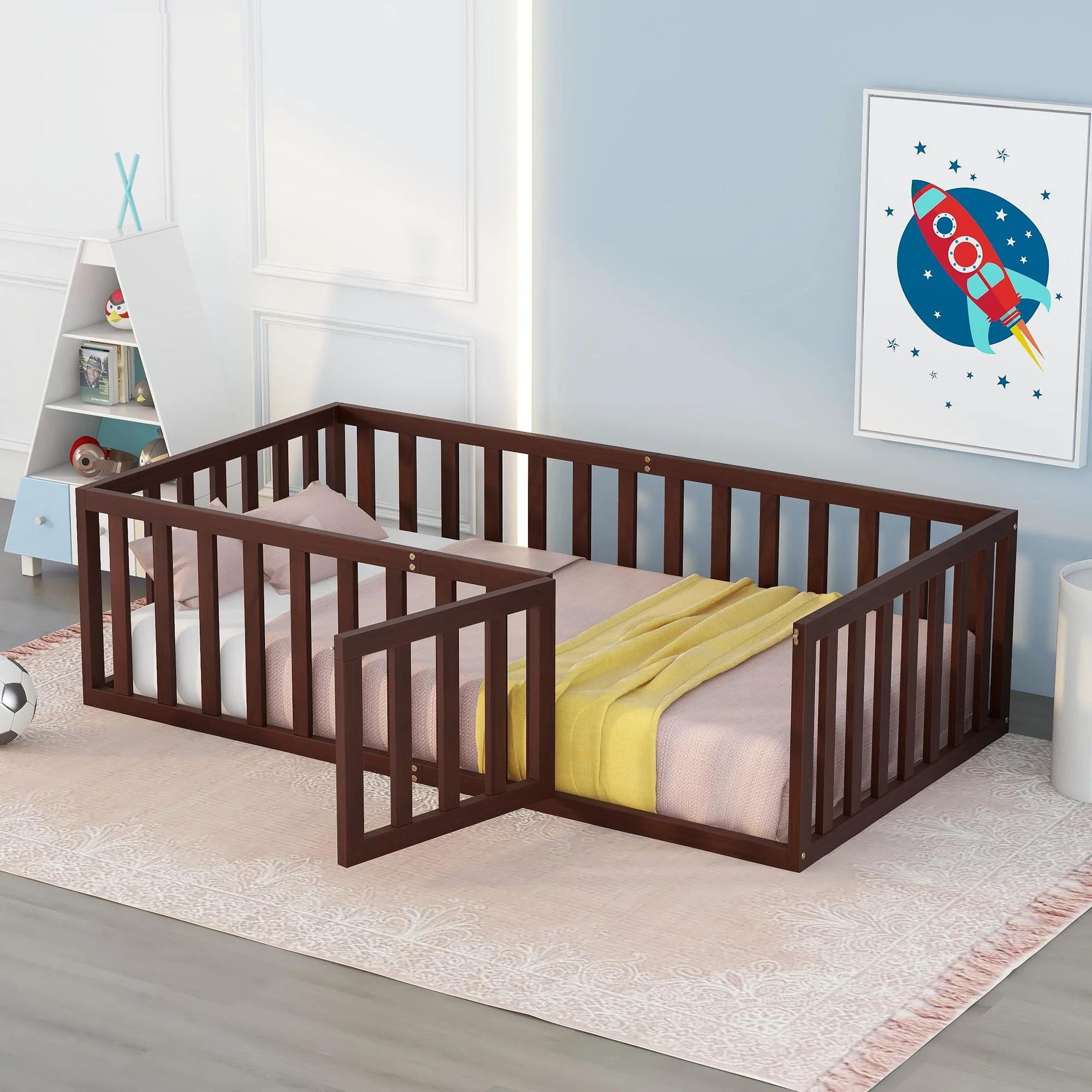 Gewnee Twin Size Toddler Floor Bed,Pind Wood Kids Floor Bed Frame With ... inside Gewnee Twin House Beds A Parent's Guide to Comfort, Safety, and Style