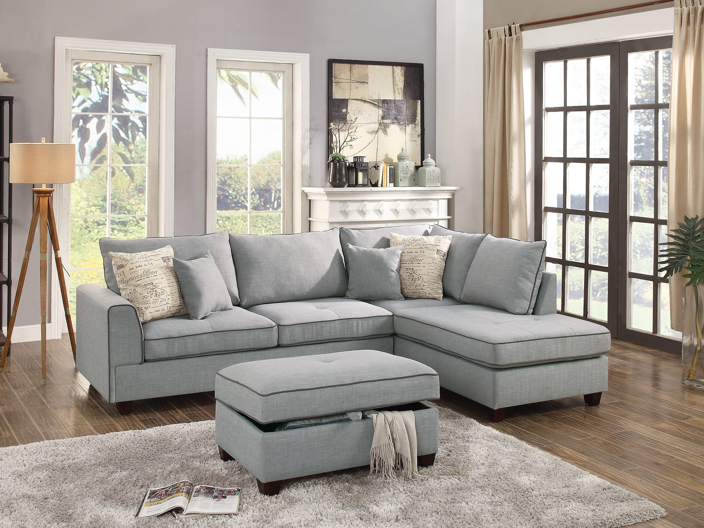 Gray Sectional Sofa | Cabinets Matttroy pertaining to Allen Mid Century Modern Living Room Corner Fabric Linen Sectional Sofa In Gray