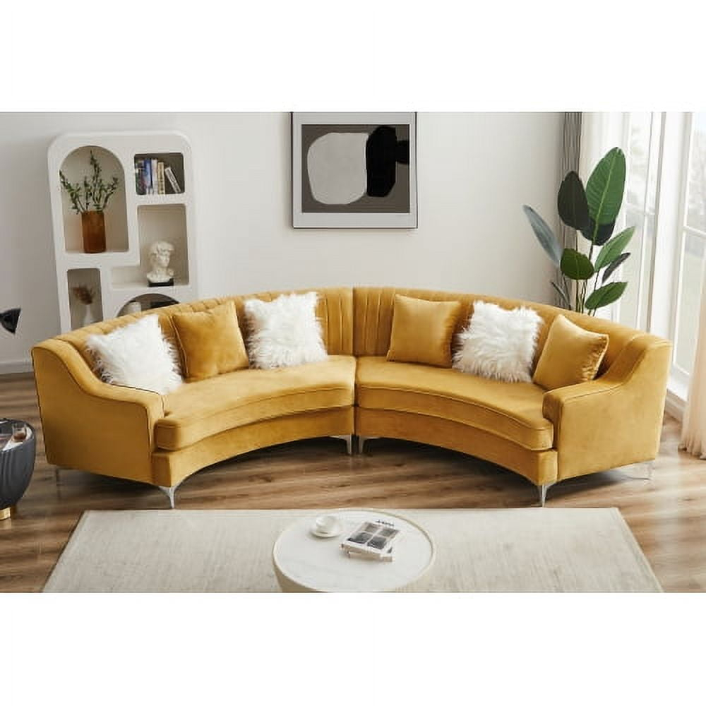 Half-Moon Modular Sectional Sofa, Tufted Curved Back Velvet Sofa ... for Unveiling the Elegance of a 52" Dark Purple Velvet Curved Sofa Understanding the Nuances