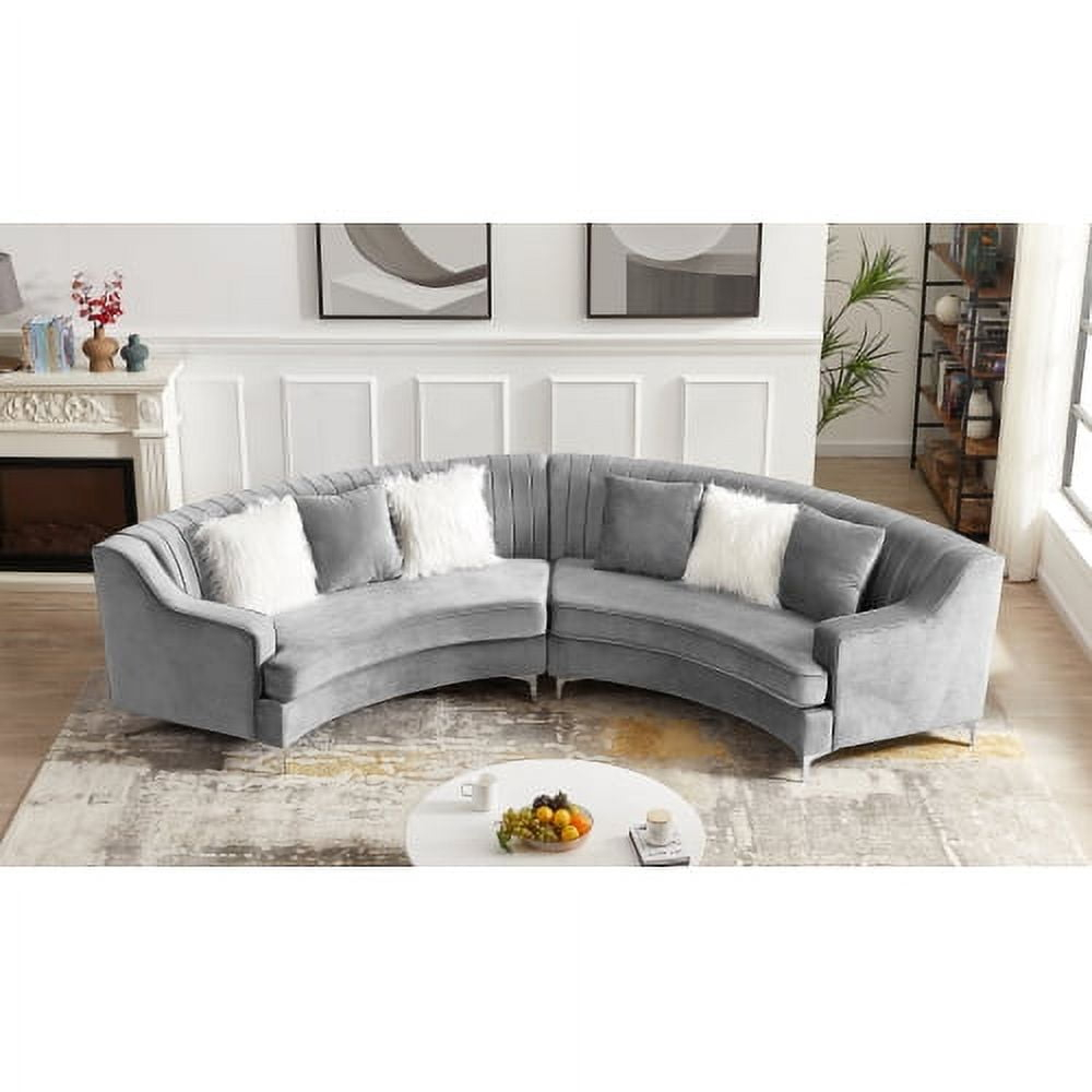 Half-Moon Modular Sectional Sofa, Tufted Curved Back Velvet Sofa ... throughout Unveiling the Elegance of a 52" Dark Purple Velvet Curved Sofa Understanding the Nuances
