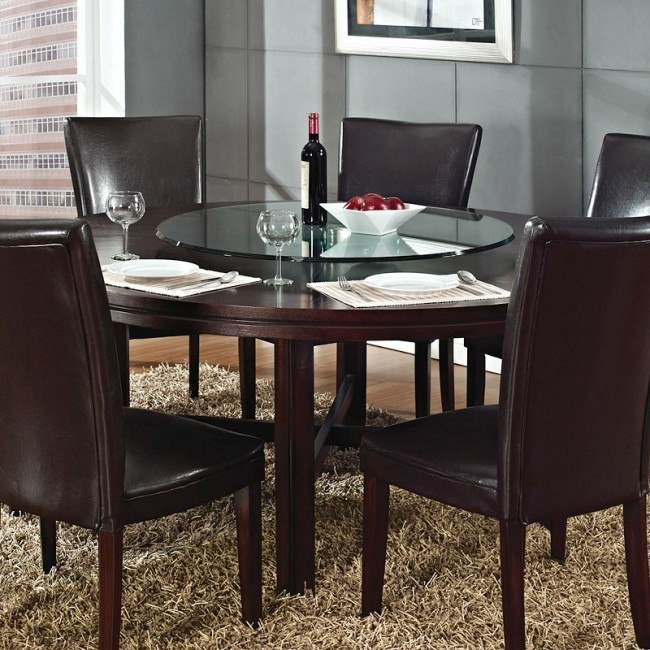 Hartford 72 Inch Round Dining Table Steve Silver Furniture | Furniturepick with regard to 72-Inch Dining Table, Clear Glass Top With Brown Cherry Curved Pedestal Base