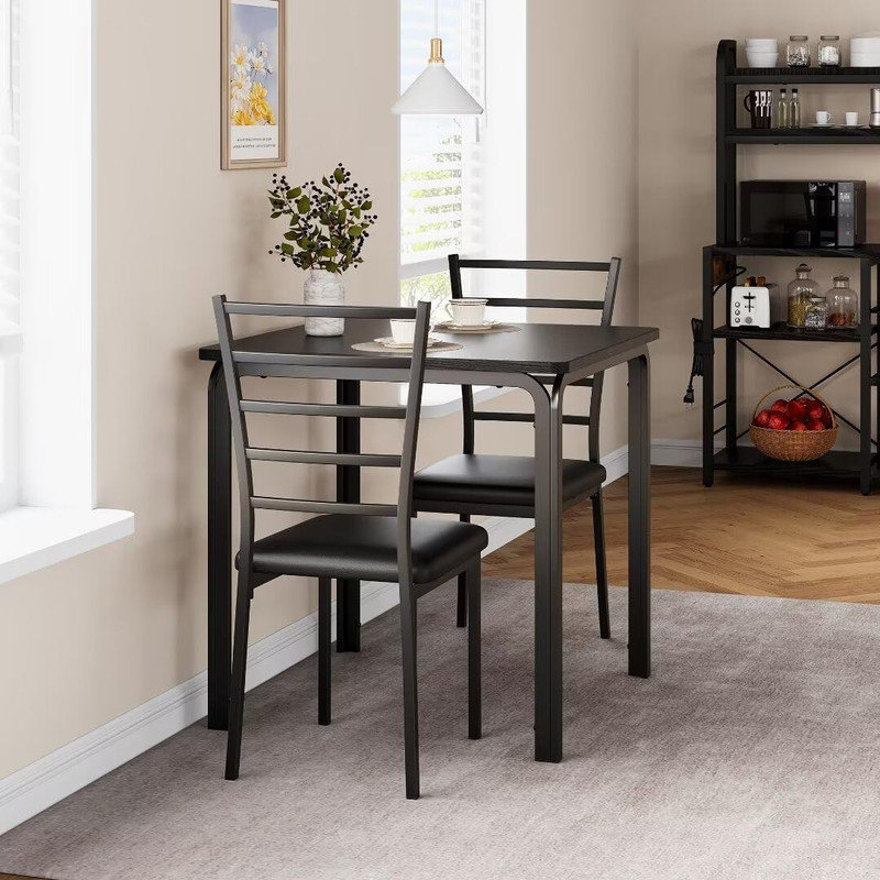 Hokku Designs Stadford Dining Table Set For 2, Square Dining Room Table ... for 3-Piecekitchen Table Set With A Dining Table And 2 Chairs, Mahogany