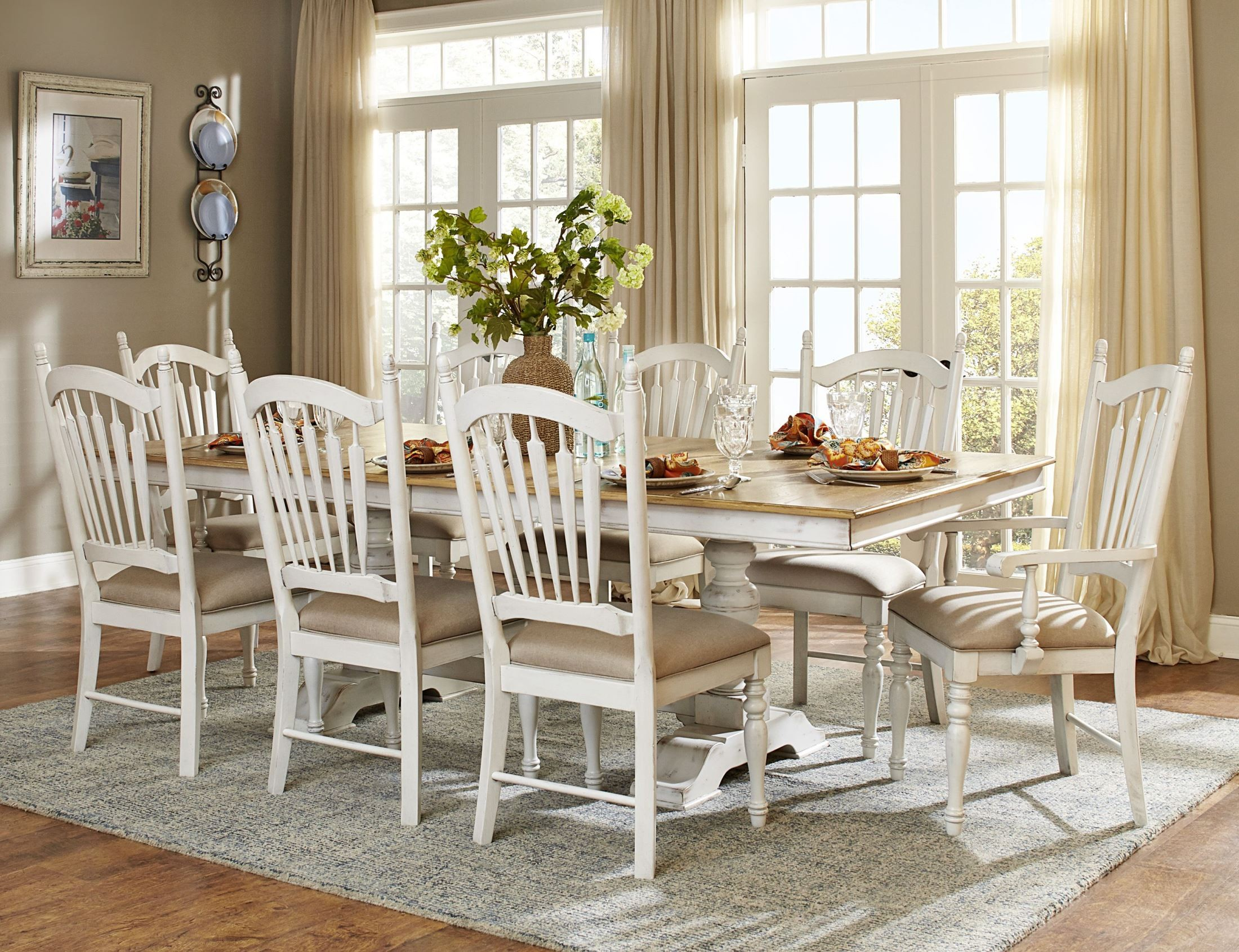 Hollyhock Distressed White Dining Room Set From Homelegance (5123-96 ... within 3-Piece Dining Room Set With A Table And 2 Kitchen Chairs, Linen White