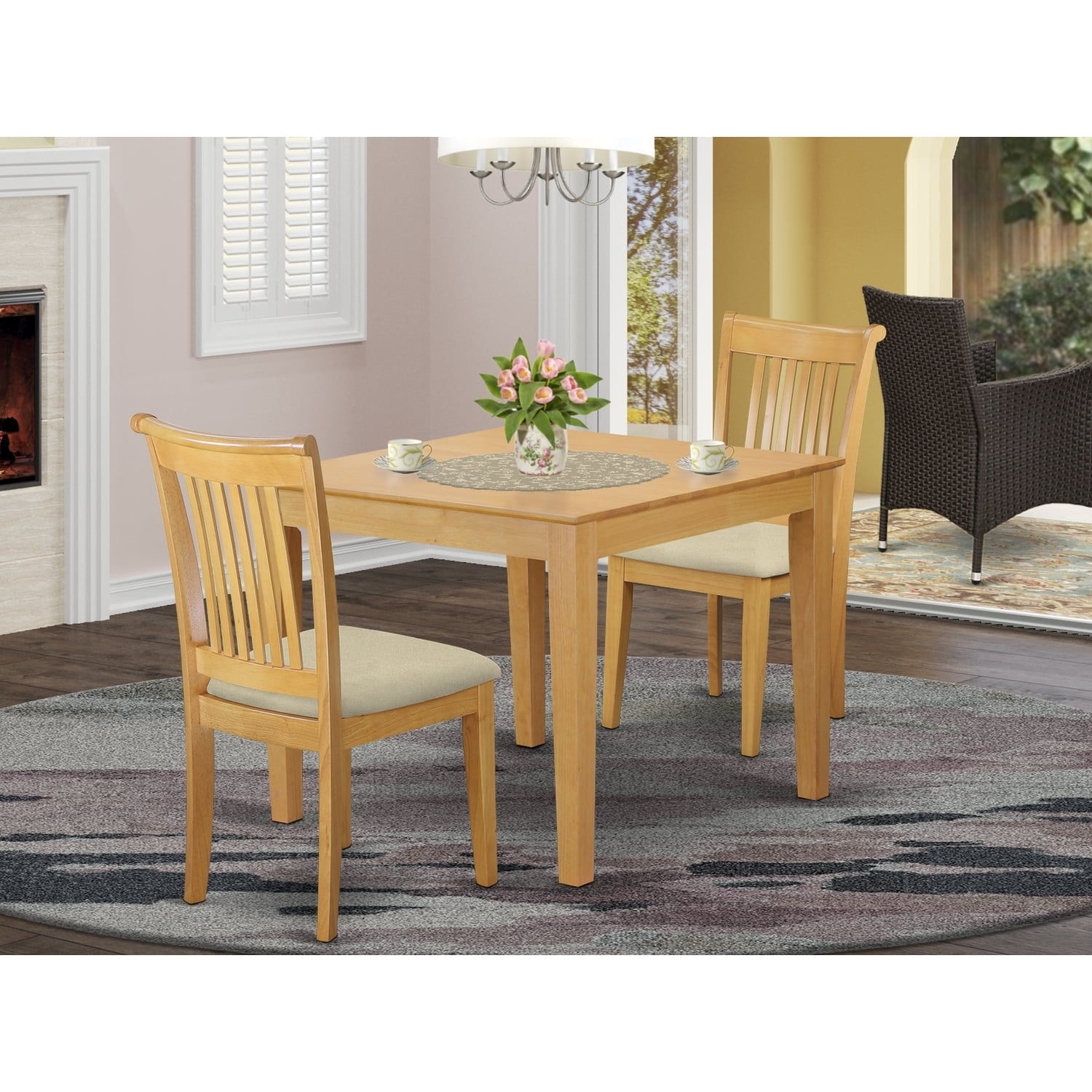 Homestock Beachy Boho 3-Piece Dinette Table Set - Table And 2 Cushion ... with regard to 3-Piece Dinette Table Set, Small, Kitchen Table And 2 Dining Chairs