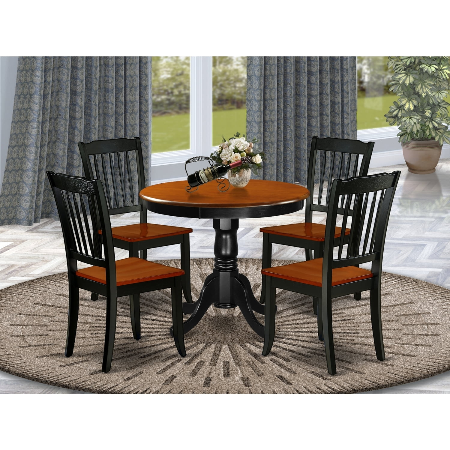 Homestock City Chic 5Pc Round 36 Inch Table And 4 Vertical Slatted ... for Designing a Stylish Outdoor Area with a 5-Piece Dining Set