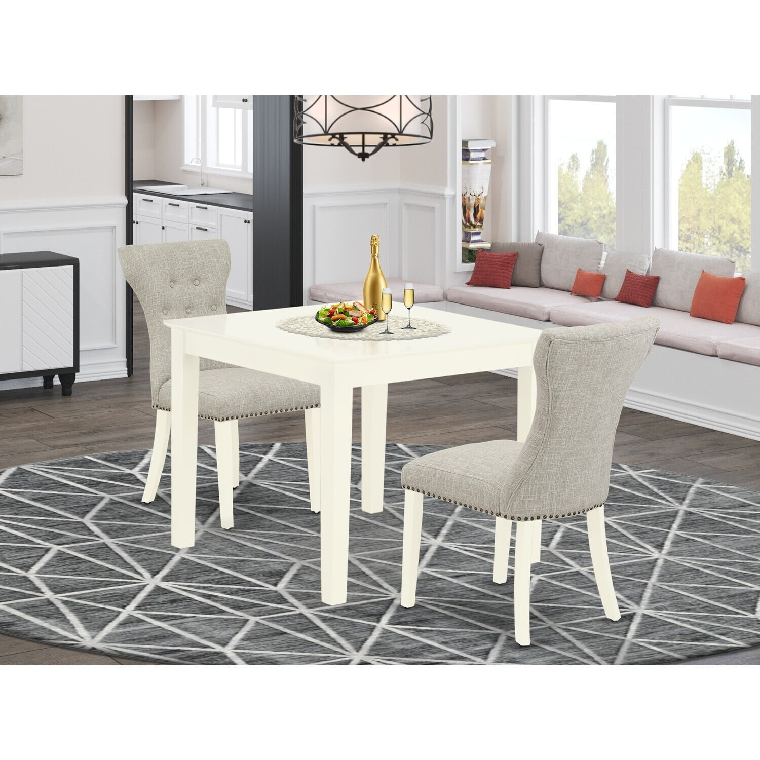 Homestock Modern Minimalism 3-Pc Kitchen Dining Table Set Included A ... inside Mahogany Wood Kitchen Tables A Timeless Investment