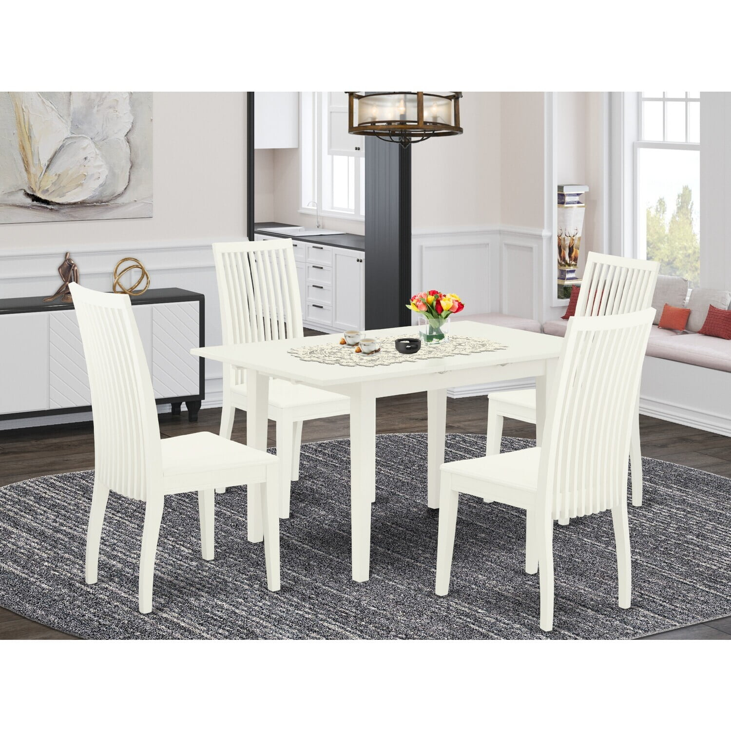 Homestock Rustic Refinement 5-Piece Wooden Dining Table Set 4 Wood ... in 5-Piece Table Set, Table And 4 Wooden Chairs, Black/Cherry