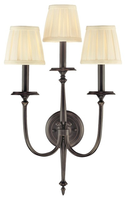 Hudson Valley Jefferson 3-Light Wall Sconce, Antique Nickel ... in Aerial Led Wall Sconce - Antique Nickel