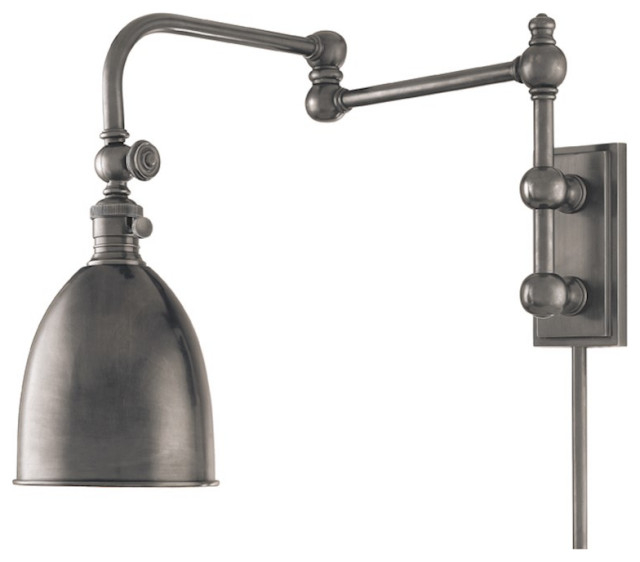 Hudson Valley Roslyn 1 Light Wall Sconce, Antique Nickel/Antique Nickel ... pertaining to Transforming Spaces with the Elegance of Aerial LED Wall Sconces Antique Nickel