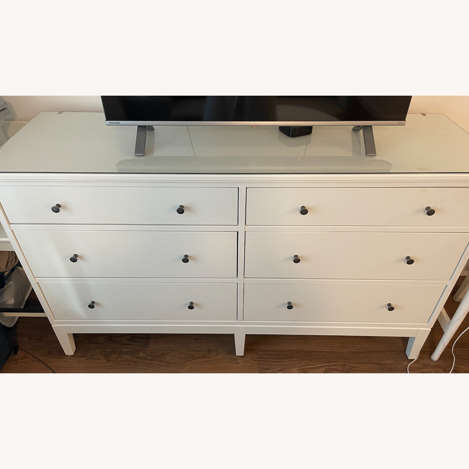 Ikea Idanas 6-Drawer Dresser, White - Aptdeco throughout 6 Drawers Dresser With Nickel Rose Handle, Pearl White