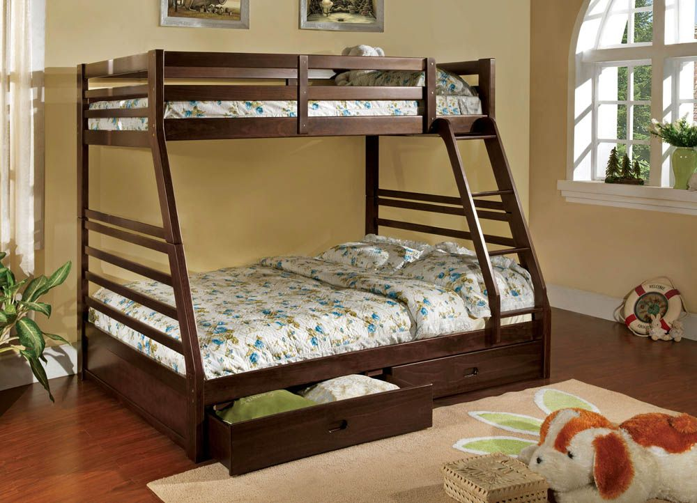 Jason Twin Over Full Bed With Drawers inside Jason Bunk Bed With Storage Ladder And Trundle, Espresso, Twin Over Full