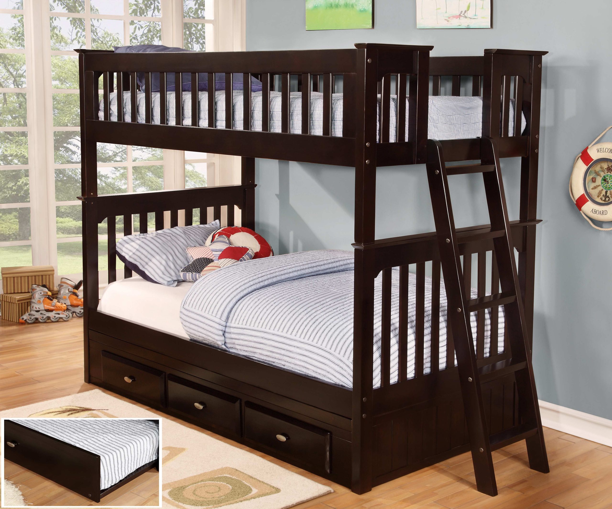 Jason Twin Over Full Wood Bunk Bed Espresso At Amber Williams Blog within Jason Bunk Bed With Storage Ladder And Trundle, Espresso, Twin Over Full