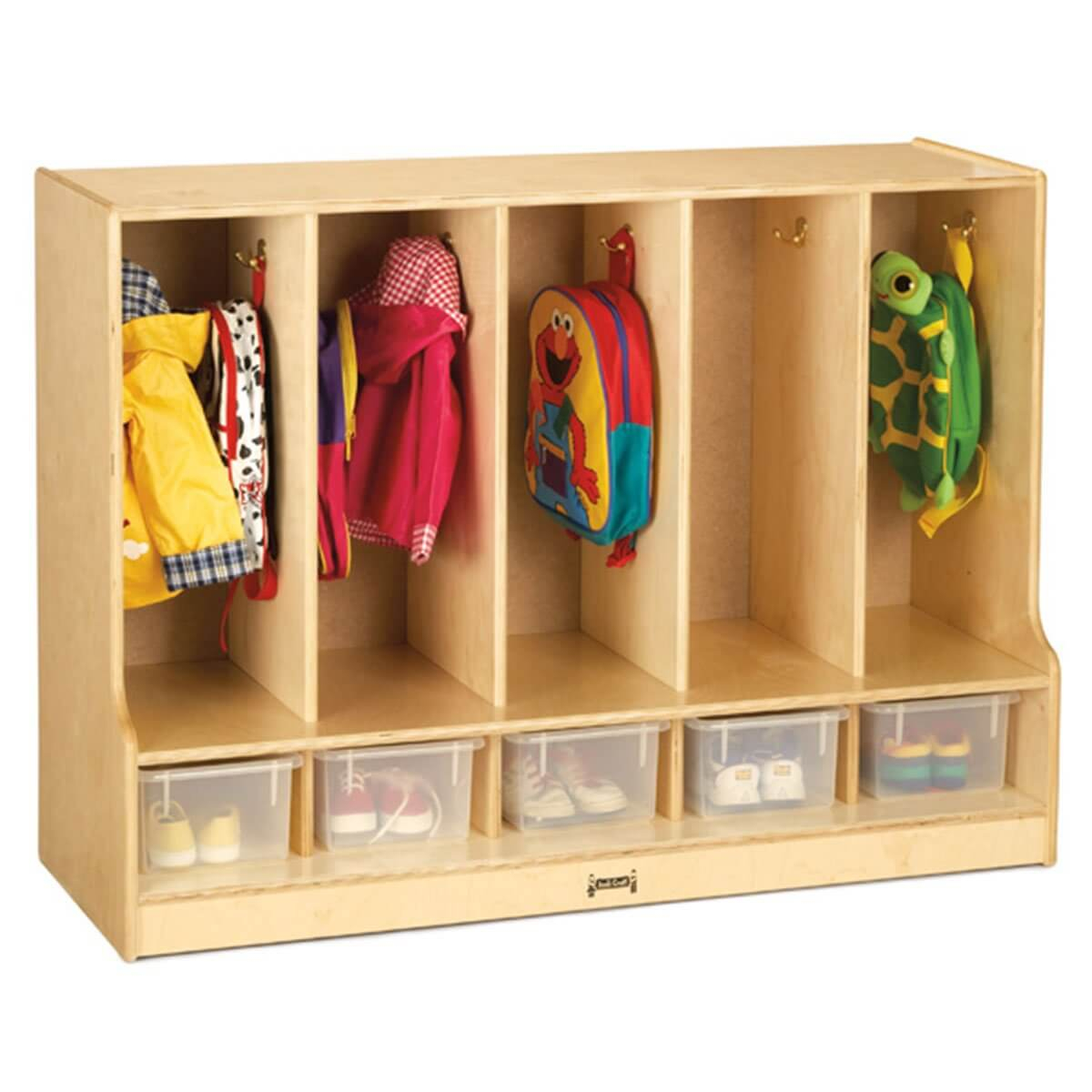 Jonti-Craft Toddler 5 Section Locker W Step And Clear Trays - Catholic ... in Creating a Clutter-Free Zone Organizing with the 5 Section Locker System