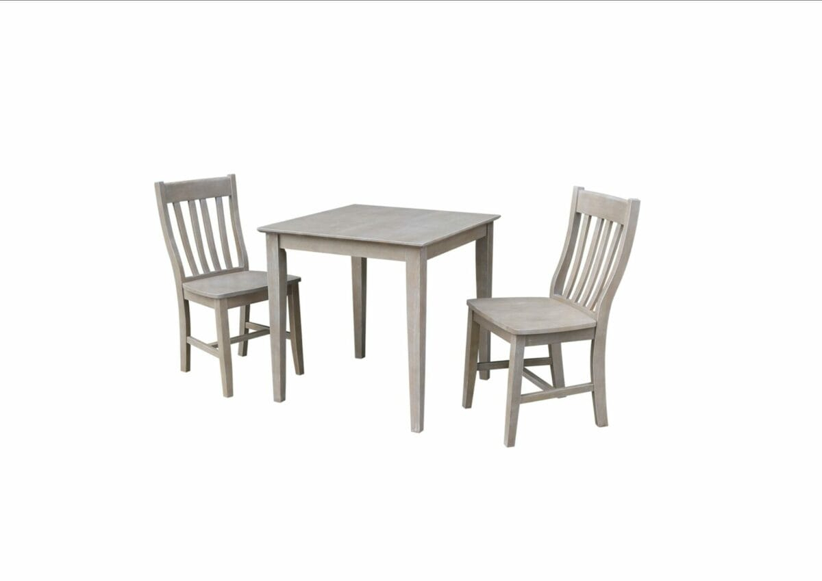 K09-3030T-C-61-2 30X30 Dining Table With 2 Cafe Chairs | Unfinished ... for Beyond the Basics Exploring Styles and Materials for a 30x30 Dining Set