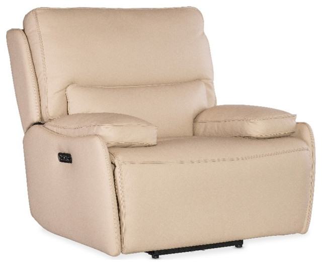 Kramer Zero Gravity Power Leather Recliner W/ Power Headrest In Beige ... inside Decoding the Zero Gravity Experience Understanding its Benefits for Your Body