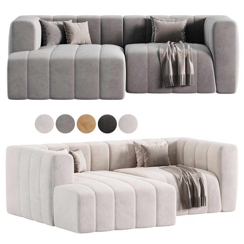 Langham Channel Tufted 2 Piece Modular Sectional Sofa 3D Model Buy ... for Fraser 2 Piece Modular Sofa Deep Blue