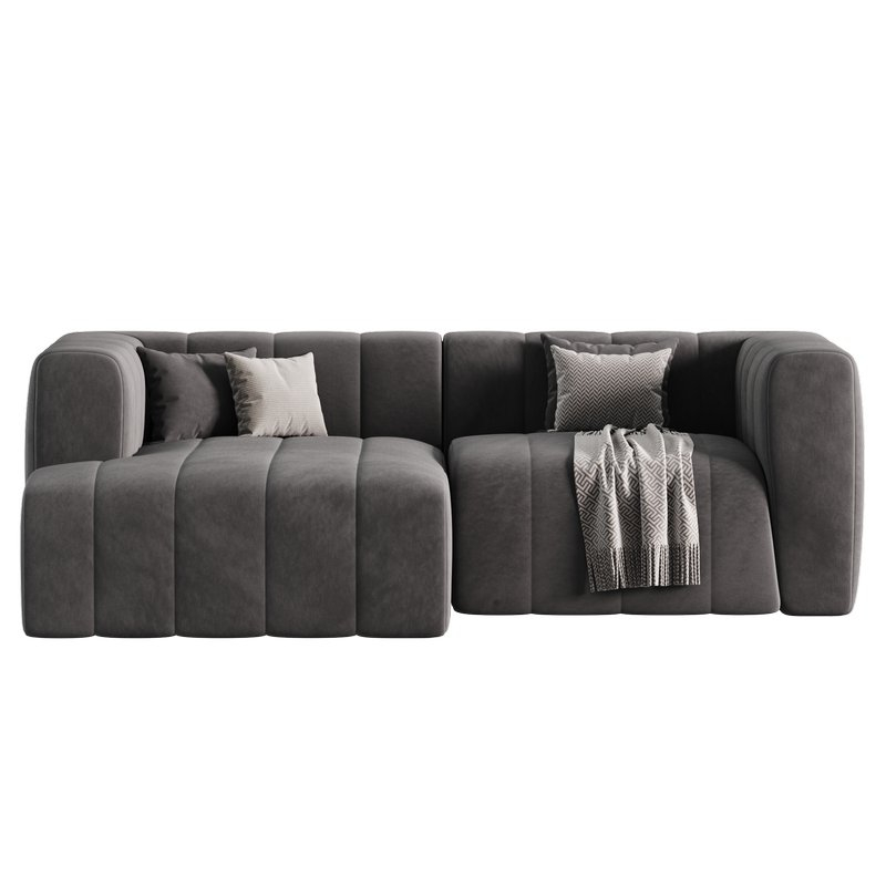 Langham Channel Tufted 2 Piece Modular Sectional Sofa 3D Model Buy ... regarding The Fraser 2 Piece Modular Sofa Deep Blue Features You Need to Know