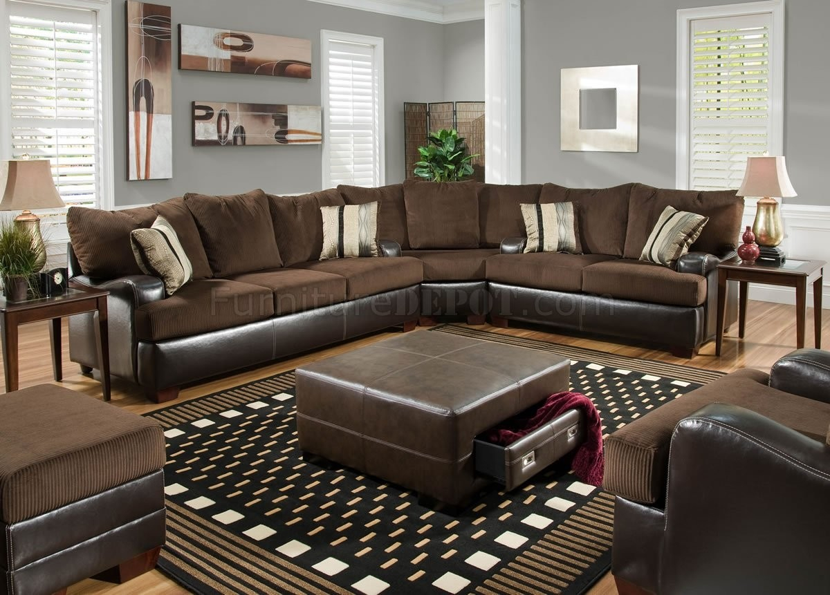 Leather And Fabric Sectional Sofas - Ideas On Foter with regard to Benzara Bm168760 Plushed Bonded Leather 3 Pieces Sectional Set, Brown
