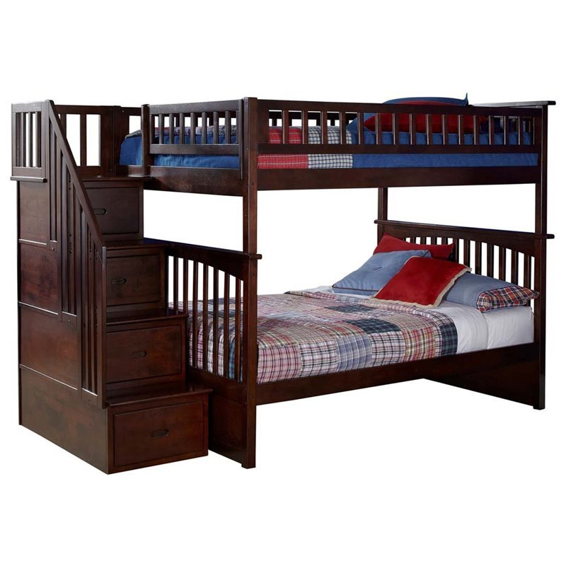 Leo & Lacey Full Over Full Staircase Bunk Bed - Walmart.com intended for Leo & Lacey Full Over Full Staircase Trundle Bunk Bed