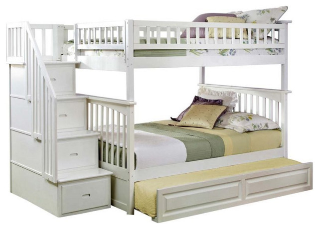 Leo & Lacey Full Over Full Staircase Trundle Bunk Bed, Full Over Full ... within Choosing the Right Mattress for Your Leo & Lacey Trundle Bunk Bed