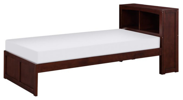 Lexicon Rowe Transitional Wood Twin Bookcase Bed In Dark Cherry ... regarding Lexicon Rowe Transitional Wood Corner Bunk Bed With Storage Boxes In Dark Cherry