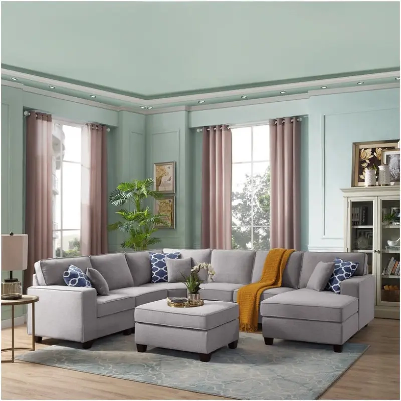 Light Gray Linen 7-Piece Modular L-Shape Sectional Sofa Chaise And ... with Transforming Living Spaces An In-depth Look at the Casanova Light Gray Sectional