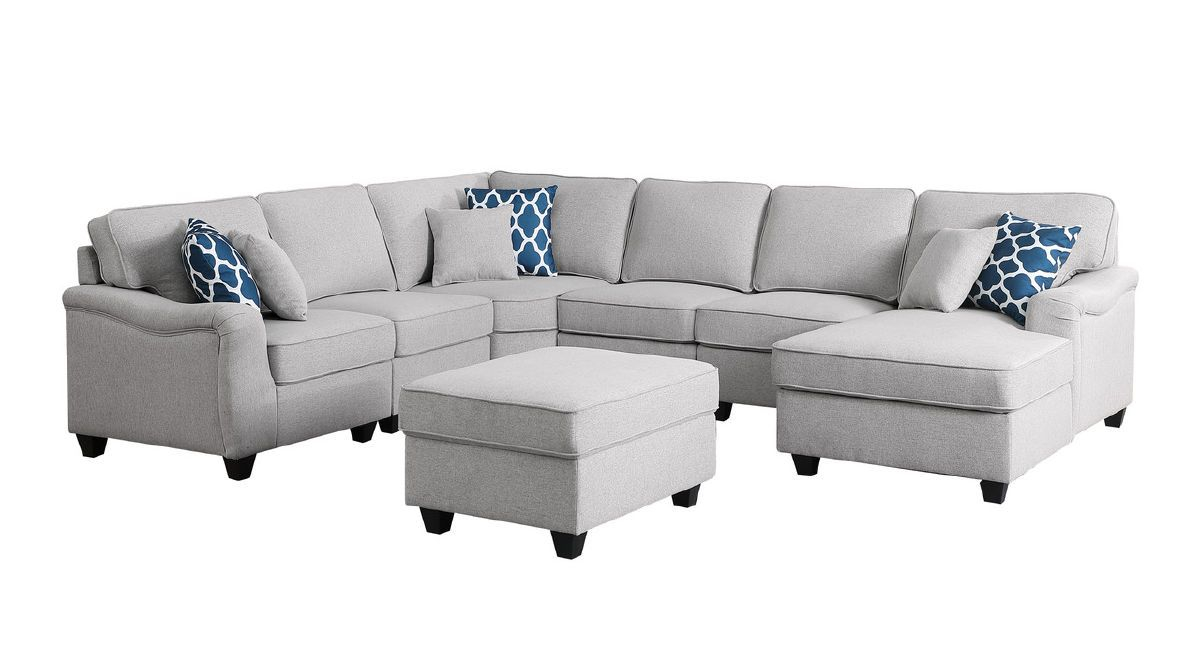 Lilola Home Leo Lilo-89121-1, Comfort, Style, And Quality! These Are ... intended for Casanova Light Gray Linen 7Pc Modular L-Shape Sectional Sofa With Ottoman