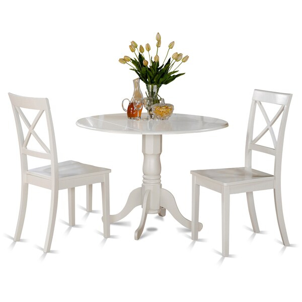 Linen White Table And 2 Chairs 3-Piece Dining Set - Free Shipping Today ... throughout 3-Piece Dining Room Set With A Table And 2 Kitchen Chairs, Linen White