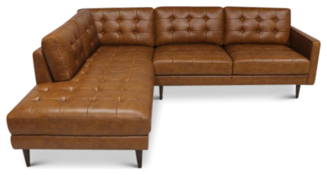 Lucille Modern Living Room Top Leather Corner Sectional Couch In Cognac ... for Eldorado Modern Living Room Top Leather Corner Sectional Couch In Cognac Tan