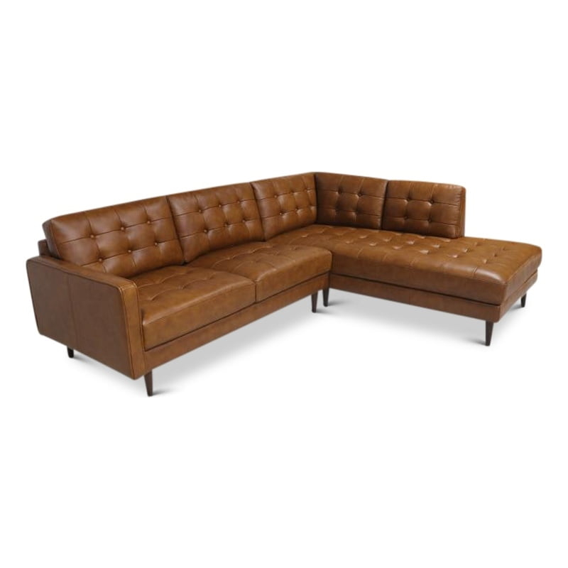 Lucille Modern Living Room Top Leather Corner Sectional Couch In Cognac ... inside Eldorado Modern Living Room Top Leather Corner Sectional Couch In Cognac Tan